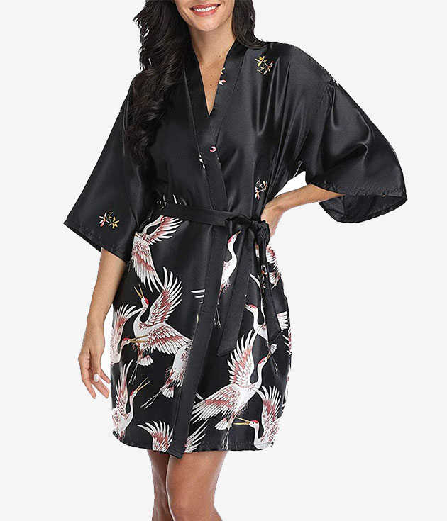 Simple Silk Nightgown Deco Lace